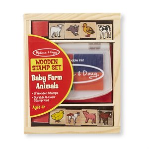 Baby farm animal wooden stamps set 9pcs