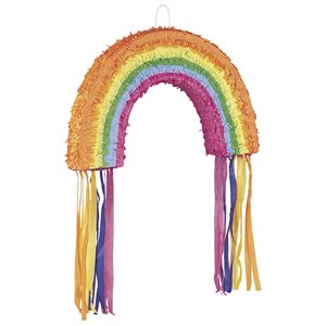 Rainbow 3D piñata with ribbons