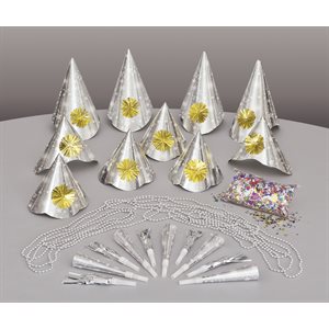 New Year silver party kit for 10 people