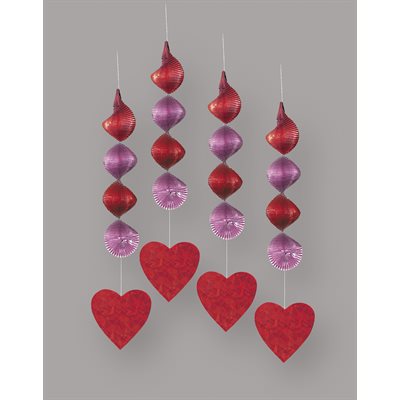 Heart prismatic hanging decorations 4pcs