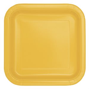 14 assiettes carrées 9po jaunes