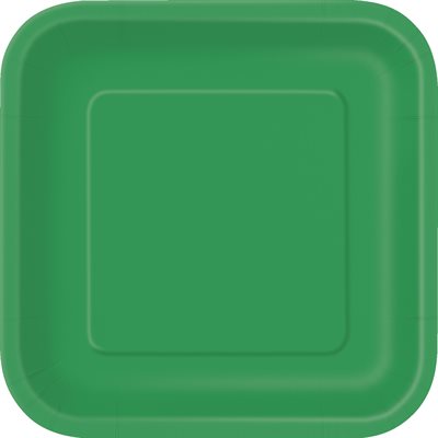 Emerald green square plates 9in 14pcs