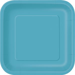 Caribbean teal square plates 7in 16pcs