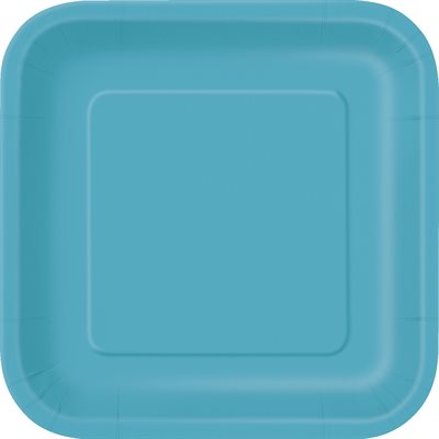 Caribbean teal square plates 9in 14pcs