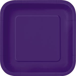 14 assiettes carrées 9po violet