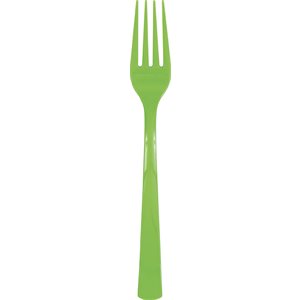 18 fourchettes en plastique vert lime