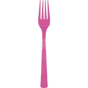 18 fourchettes en plastique rose foncé