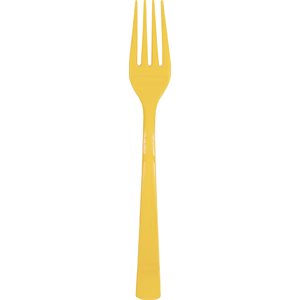18 fourchettes en plastique jaunes