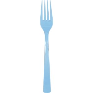 18 fourchettes en plastique bleu pâle