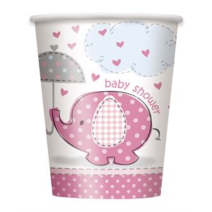 UmbrellaPhants pink 9oz cups 8pcs