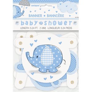 Bannière lettres jointes shower de bébé éléphant bleu