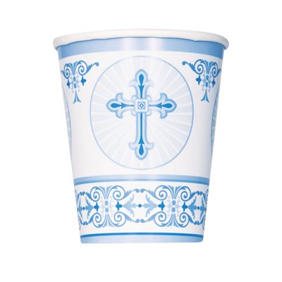 Blue Radiant Cross 9oz cups 8pcs