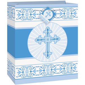 Blue Radiant Cross gift bag 7.25x9in