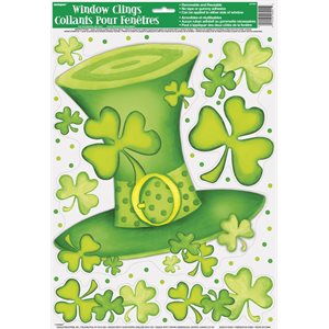 St. Patrick's shamrock & hat window stickers sheet