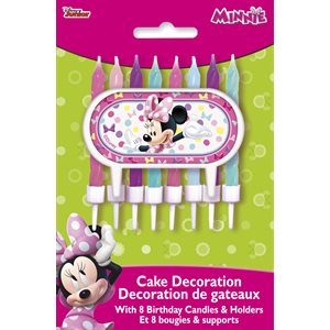 Minnie Mouse candles & cake decoration 9pcs