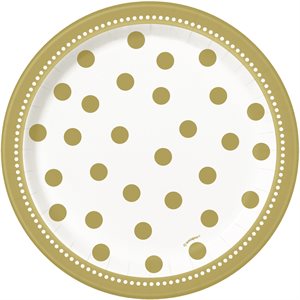 Golden dotted plates 7in 8pcs