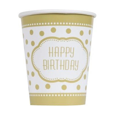 Golden dotted b-day 9oz cups 8pcs