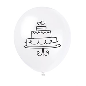 8 ballons en latex 12po gâteau de mariage