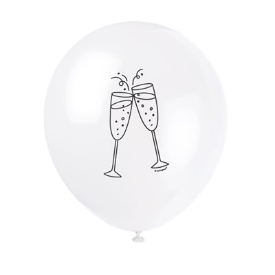Champagne flutes latex balloons 12in 8pcs