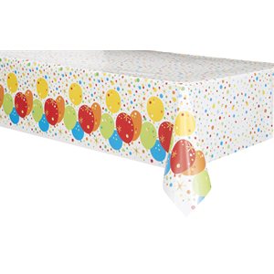 Balloons & confetti gold plastic table cover 54x84in