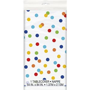 Rainbow Polka Dot plastic table cover 54x84in