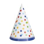 Rainbow Polka Dot party hats 8pcs
