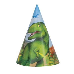 8 chapeaux de fête Dinosaures