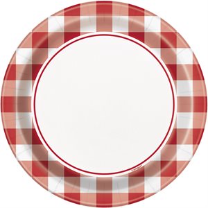 Gingham picnic plates 7in 8pcs