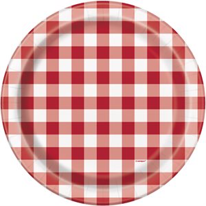 Gingham picnic plates 9in 8pcs