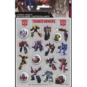 4 feuilles d’autocollants Transformers