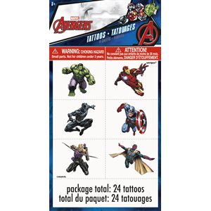 4 feuilles de tatouages Avengers
