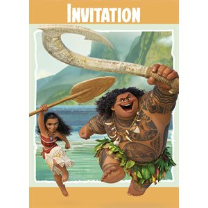 8 invitations & enveloppes Moana