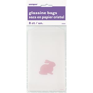 Pink bunny glassine paper bags 8pcs