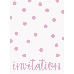 8 invitations à pois rose pâle
