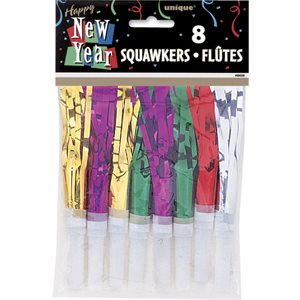 New Year fringed blowouts asst colours 8pcs