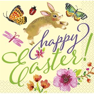 Easter bunny & flowers beverage napkins 16pcs