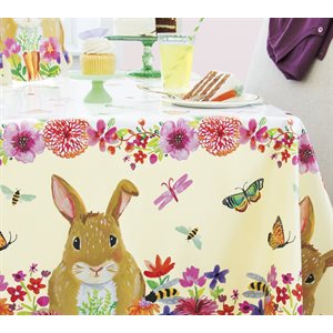 Easter bunny & flowers plastic table cover 54x84in