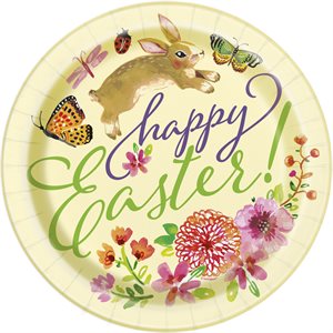Easter bunny & flowers plates 9in 8pcs