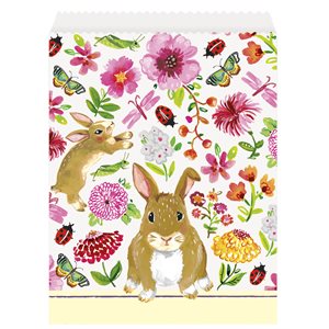 Easter bunny & flowers paper bags 8pcs