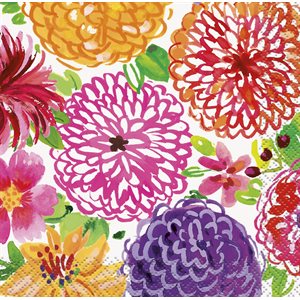 16 serviettes à breuvages fleurs du printemps 