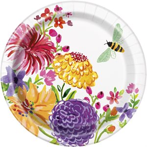 Spring flowers plates 7in 8pcs