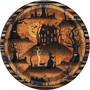 Full moon & silhouettes plates 7in 8pcs
