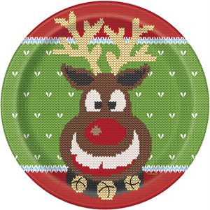 Christmas knitting plates 9in 8pcs