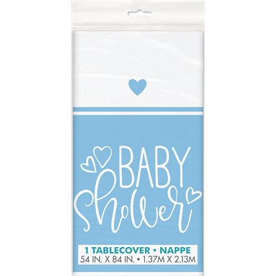 Blue hearts baby shower plastic table cover 54x84in