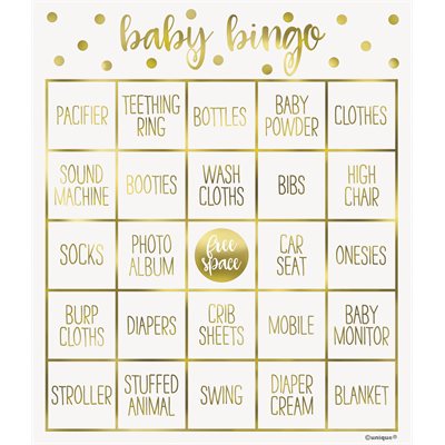 Baby Shower gold bingo game 8 players
