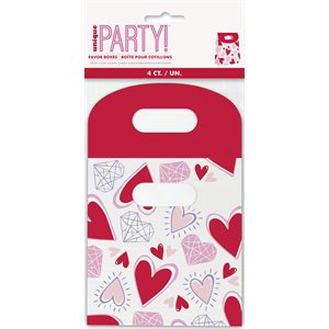 Pink & red hearts paper boxes 4pcs