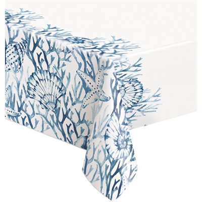 Blue reef plastic table cover 54x84in