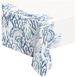 Blue reef plastic table cover 54x84in