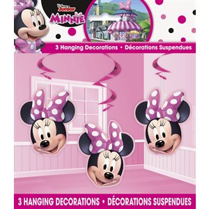 3 décorations en tourbillons 26po Minnie Mouse