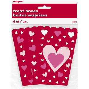 6 boîtes en papier motif coeurs
